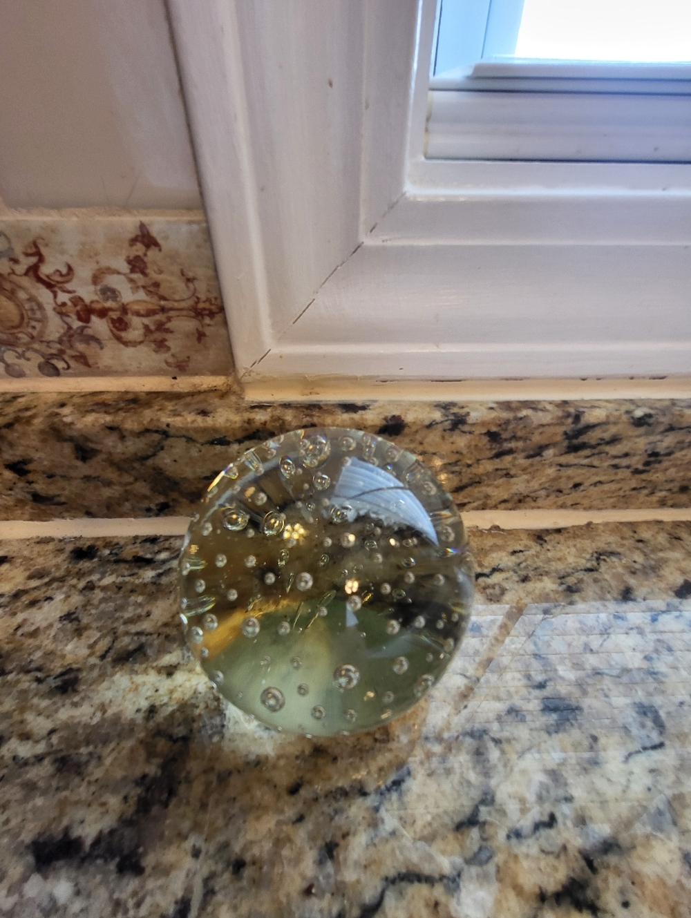 Crystal Glass Controlled Bubbles 2.75x2.75 In. Ball Shaped Paperweight